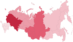 РФ с сегментацией по федеральным округам